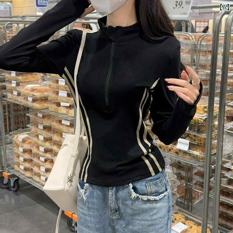 ・カテゴリ: Tシャツ・スタイル: カジュアル・主な素材: 徳绒、ポリエステル・柄: 無地・袖丈: 長袖・クラフト: 切り替えデザイン・シルエット: スリムフィット・着丈: 普通丈（約50cm-65cm）・ネックライン: ハーフジップネック・デザイン特徴: ファスナー・カラー展開: ブラック、グレー、ブラウン・サイズ展開: S、M、L、XL・主素材含有量: 95%以上