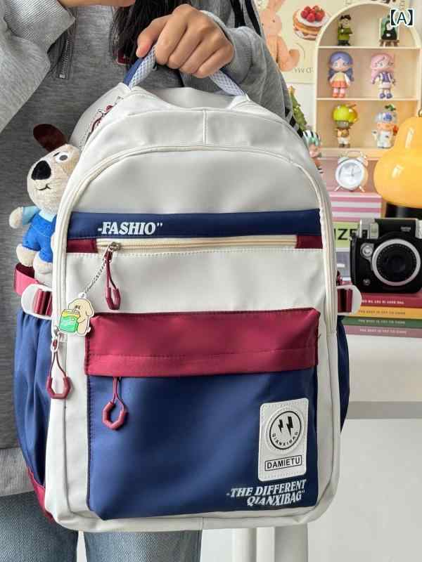 リュックサック バックパック メンズ レディース レトロ ヴィンテージ風 ワーク調 大容量 デイパック スクールバッグ 鞄 書物袋 軽量 通学 通勤 旅行 撥水 A4 16インチ パソコン対応 おしゃれ 多機能 切り替え 配色 ナイロン