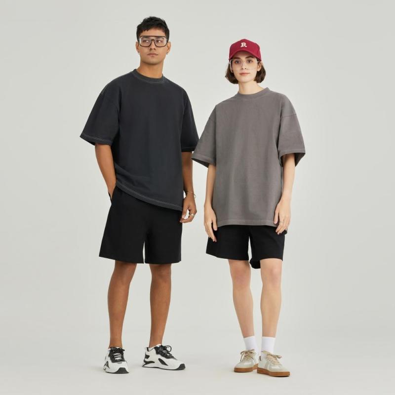 Tシャツ メンズ 男性用 半袖 丸首 クルーネック オーバーサイズ ビッグシルエット ゆったり 綿100% 厚手 320g ヘビーウェイト 無地 耐磨耗 吸湿 排汗 アメカジ ストリート カジュアル ヴィンテージ風 水洗白 青 黒