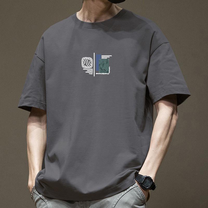 乐天商城 - Tシャツ メンズ 半袖 カットソー トップス サマー 丸首 ラウンドネック プルオーバー 落書き風 カートゥーン グラフィック プリント ゆったり ルーズ ビッグシルエット オーバーサイズ 厚手 ヘビーウェイト 綿 コットン 白 黒 カーキ 青