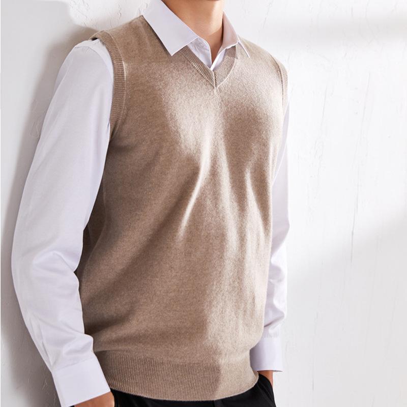 ベスト メンズ 男性用 チョッキ ジレ ニットベスト 羊毛 ウール カシミヤ セーター ノースリーブ Vネック プルオーバー 伸縮性 暖かい 防寒 普段使い 通勤 ビジネス 紳士 中高年 シニア ブラック 蔵青色 キャメル remake-buddy-10632905 リメイクバディー パッケージ画像