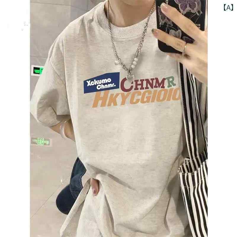 乐天商城 - Tシャツ レディース カットソー 半袖 トップス プルオーバー クルーネック 丸首 綿 コットン 100% 厚手 ビッグシルエット オーバーサイズ ルーズ ドロップショルダー アメリカン ヴィンテージ風 レトロ プリント 白 黒 灰 黒