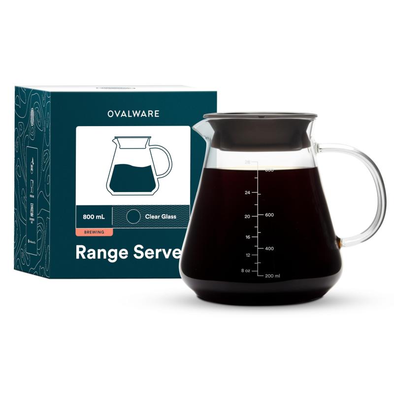 樂天商城 - ガラス製コーヒーサーバー（ドリップコーヒー＆紅茶用） - 800ml/27オンス オーバルウェア 電子レンジ対応＆耐熱性 厚さ2.5mmのガラス製