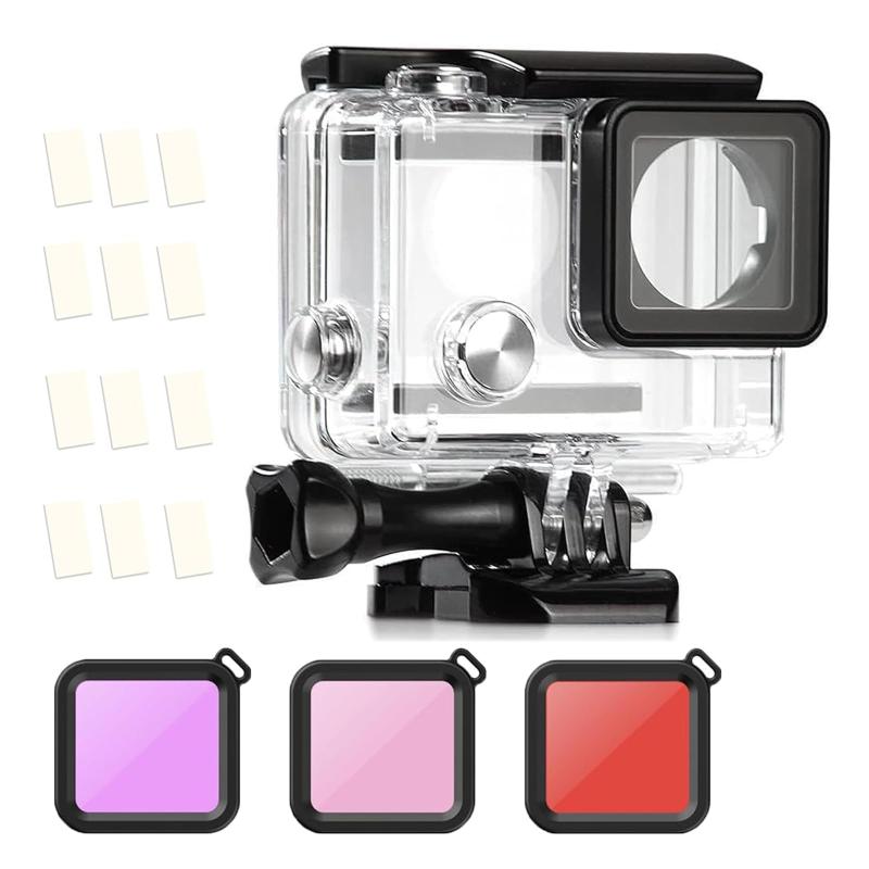 ShipeeKin 防水ハウジングケース Gopro Hero4 /Hero3 対応 水中撮影 ウェアラブルカメラ用ケース 3種類の色 フィルター 防曇シート