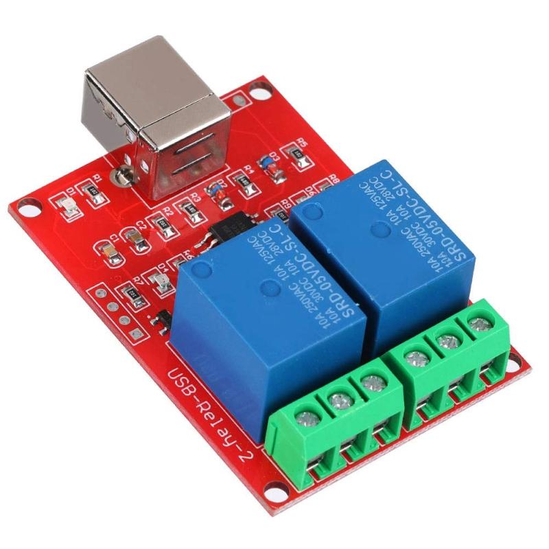ASHATA Richer-R 2チャンネル5V リレーモジュール USBリレー モジュール コンピュータUSBスマートスイッチコントローラ PCリレードライブモジュール拡張ボード