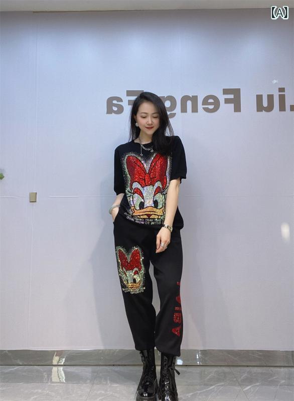 欧米の 外国 貿易の 婦人 服の 新型の ニットの 半袖の ズボンの 女性の 夏の 2つ...