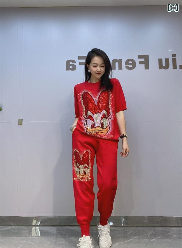 欧米の 外国 貿易の 婦人 服の 新型の ニットの 半袖の ズボンの 女性の 夏の 2つ...