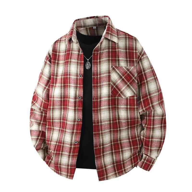 シャツ メンズ 長袖 春秋 ネルシャツ フランネル チェックシャツ 襟付き トップス 紳士服 カジュアルシャツ ワークシャツ ライトアウター 羽織り 普段使い 日常 レジャー 抗菌 防皺 防汚 吸湿速乾 通気性 大きいサイズ ブラック ブルー レッド