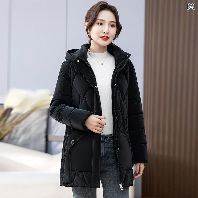 アウター ジャケット 中綿コート レディース ミセス ママ 母親 中高年 シニア ハイミセス 婦人服 フード付き 取り外し可能 スタンドカラー 立襟 ジップアップ ファスナー ポケット 無地 厚手 防寒 暖かい 撥水性 普段使い カジュアル 通勤用 休日 remake-buddy-10644381 リメイクバディー サンプル画像2