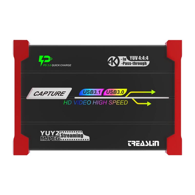 TreasLin HDMI入力/USB-C入力 キャプチャーボードswitch対応、ゲームライブ配信と録画 、ビデオキャプチャー 、遅滞なくパススルー、3.5mmオーディオ入力/出力、HDMIまたUSB-Cはデバイスからビデオ