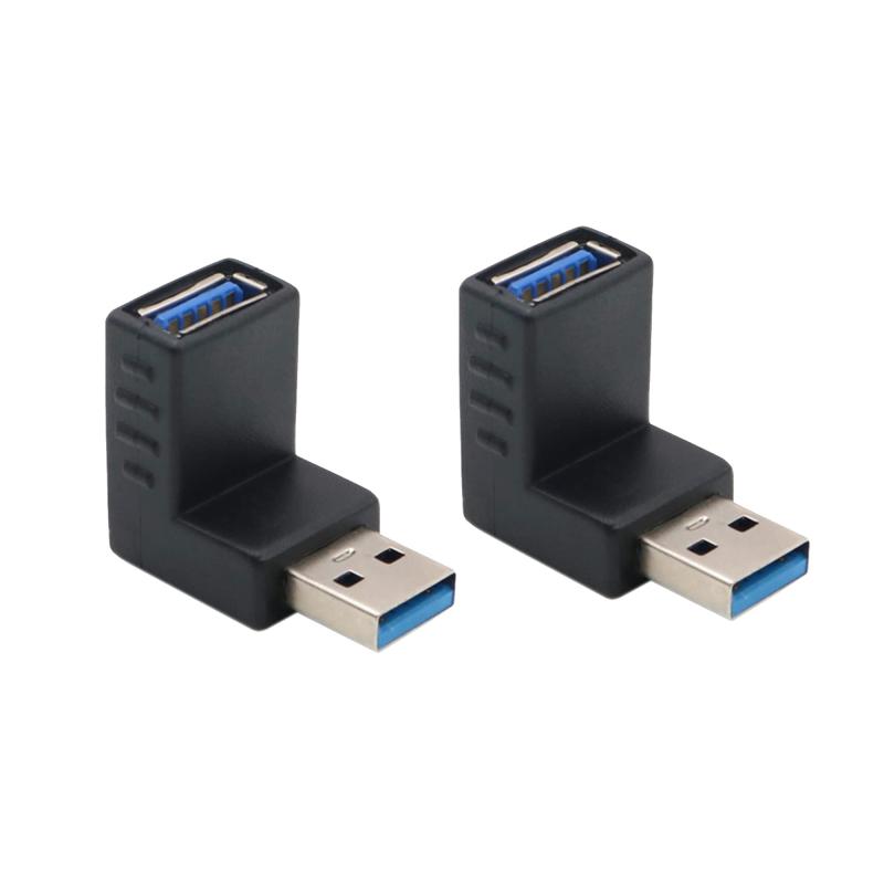 Basicest USB 3.0 オス - メス USB オス - メス Lベンド 直角 アダプタ 90度 エクステンション 上向き変換コネクタ(2個)