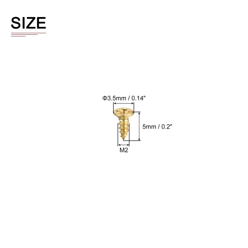 DTGN M2x5mm(DxL) 真鍮十字木ねじ 真鍮の木ネジ 100個 木製工芸品 家具 カウンターサンクヘッド セルフタッピングネジ ブラストーン