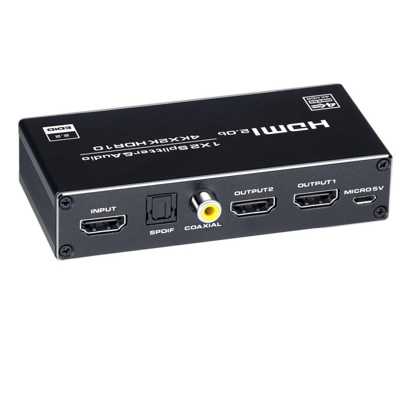 BLUPOW 4K60Hz・HDR対応 HDMI分配器 1入力2出力+音声分離機(同軸・光デジタル・3.5...