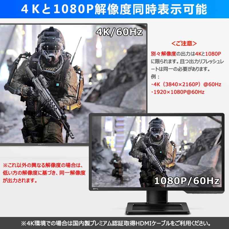 BLUPOW 4K60Hz・HDR対応 HDMI分配器 1入力2出力+音声分離機(同軸・光デジタル・3.5...