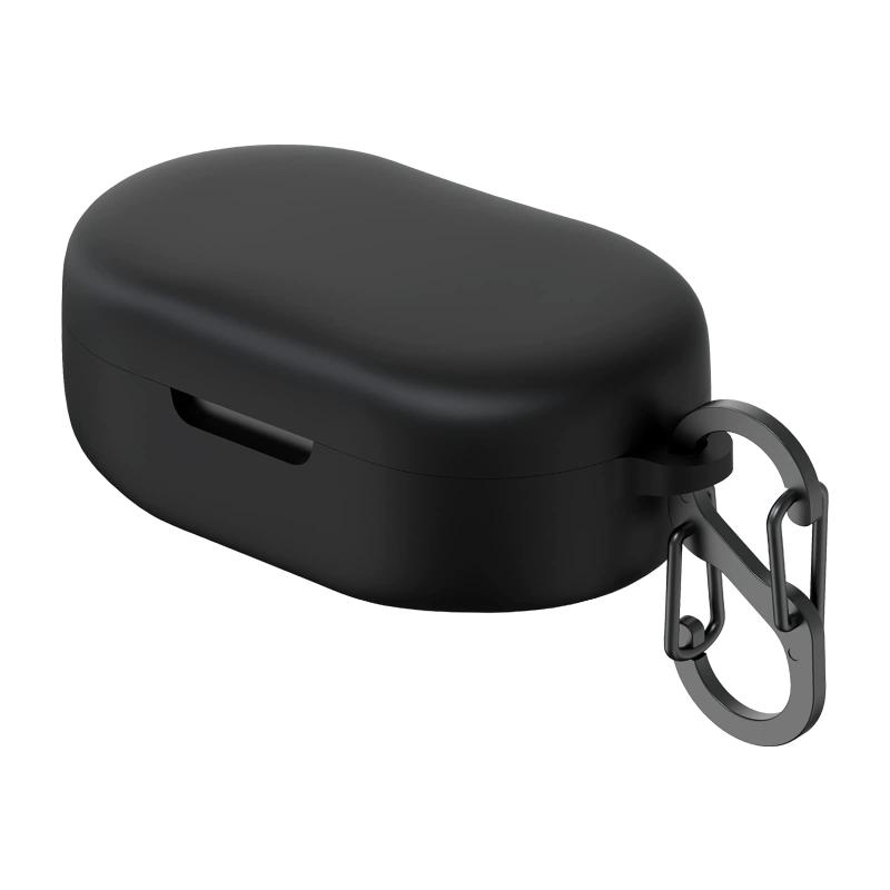 Geekria シリコン カバー 互換性 ジェイビーエル JBL Quantum TWS 対応 True Wireless Earbuds ワイヤレスイヤホンケースカバー 外装カバー キーホルダーフック付き、ケースポートアクセス可能 (Black)