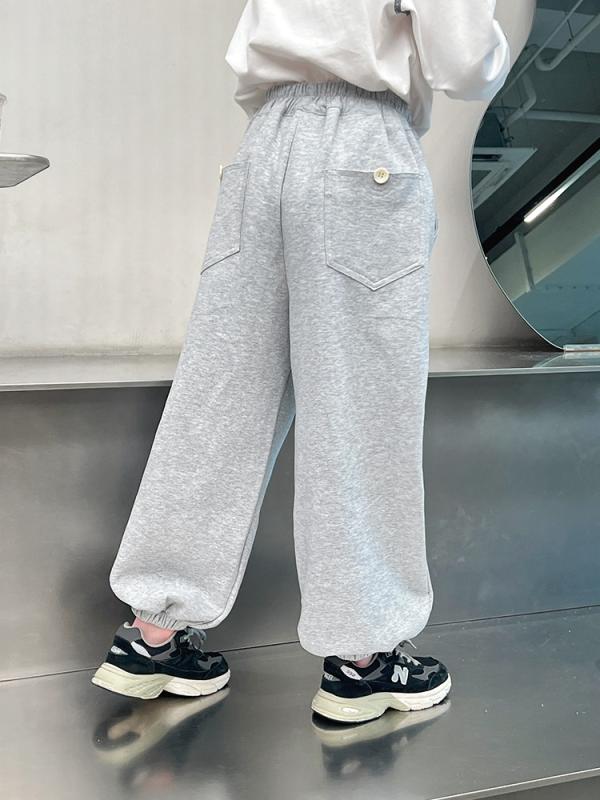 ・スタイル: 韓国風・カテゴリ: ロングパンツ・主な素材: 綿 83.1%・安全基準: B類・対象性別: 女の子・対象年齢: 中大童（8歳以上、140cm以上）・スタイル詳細: カジュアルパンツ・生地加工: 柔軟処理・柄: 無地・デザイン特徴: スポーツ・股上: ミドルライズ・カラー展開: 杢グレー・サイズ展開: 110cm、120cm、130cm、140cm、150cm、160cm、170cm・カテゴリ詳細: キッズパンツ