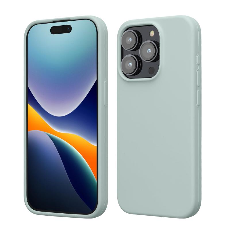 kwmobile スマホケース iPhone 15 Pro対応 ケース - 耐衝撃 傷防止 サラサラ - シリコン TPU クール ミント