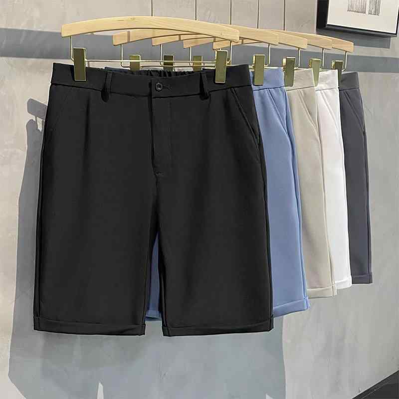ハーフパンツ メンズ 五分パンツ ショートパンツ 短パン ボトムス ズボン 直筒 膝丈 春夏 無地 薄手 伸縮性 ビジネス カジュアル 普段使い オフィス 通勤用 スポーツ 運動用 部屋着 ベーシック 定番 ボタン ブラック ホワイト