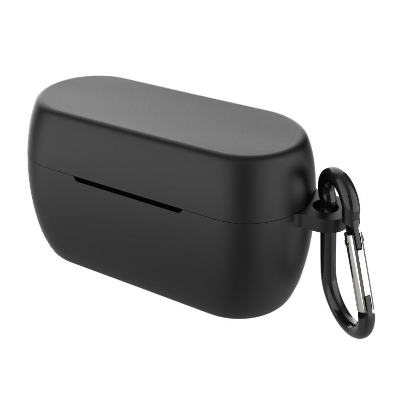 Geekria シリコンカバー 互換性 ジャブラ Jabra Elite 3 Elite 4 対応 True Wireless Earbuds ワイヤレスイヤホンケースカバー 外装カバー キーホルダーフック付き、ケースポートアクセス可能（黒）