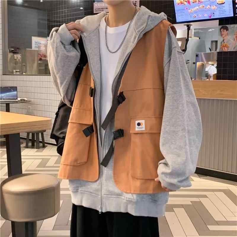 ベスト メンズ レディース 男女兼用 タクティカルベスト ワークベスト ジレ トップス アウター フード付き ノースリーブ 前開き ポケット付き ゆったり 運動 スポーツ カジュアル 普段使い ブラック ネイビー 春秋