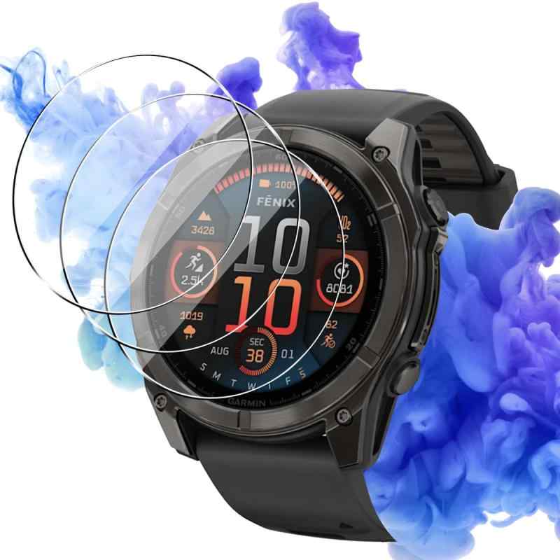 対応 ガーミン(GARMIN) fenix 8 (AMOLED/Dual Power) 47mm ガラスフィルム 3枚 保護フィルム  対応 GARMIN fenix 8 Dual Power 47mm スマートウォッチ フィ