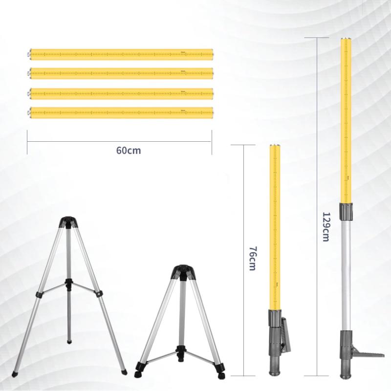 JEPPO 12.14フィート/3.7メートルの伸縮ロッドは、レーザー墨出し器に適しており、調節可能なレーザー墨出し器用三脚が付属しています。1/4インチ -20のレーザーロッドマウントと5/8インチ-11
