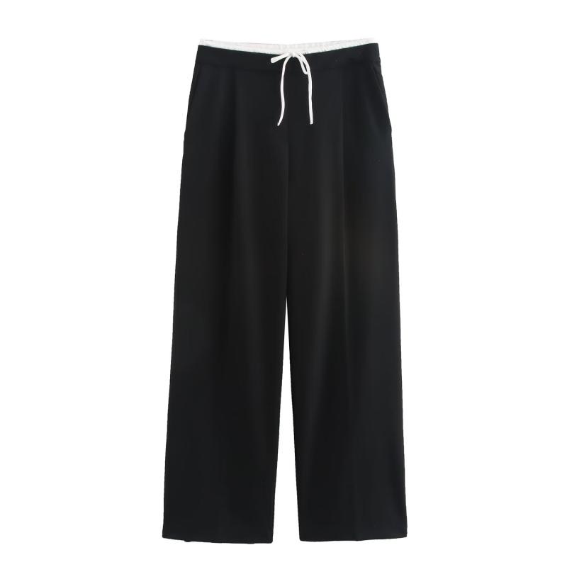 カジュアルパンツ レディース ロングパンツ ズボン ボトムス ストレートパンツ ワ...