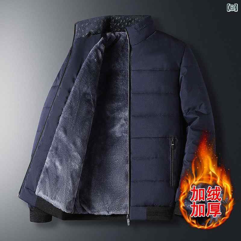 ジャケット メンズ アウター 中綿入り コート ブルゾン ジャンパー 上着 厚手 保温 防寒着 秋冬 フード付き カジュアル お父さん 祖父 シニア 紳士服 暖かい ゆったり 大きいサイズ ブラック ネイビー ワインレッド remake-buddy-10664077 リメイクバディー サンプル画像2