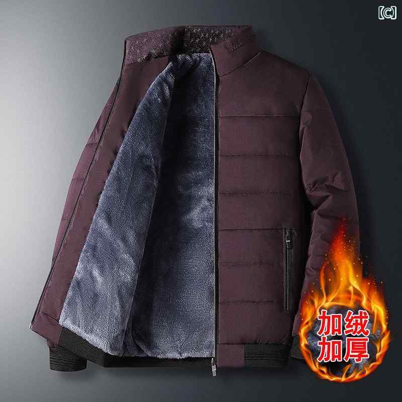 ジャケット メンズ アウター 中綿入り コート ブルゾン ジャンパー 上着 厚手 保温 防寒着 秋冬 フード付き カジュアル お父さん 祖父 シニア 紳士服 暖かい ゆったり 大きいサイズ ブラック ネイビー ワインレッド remake-buddy-10664077 リメイクバディー サンプル画像3