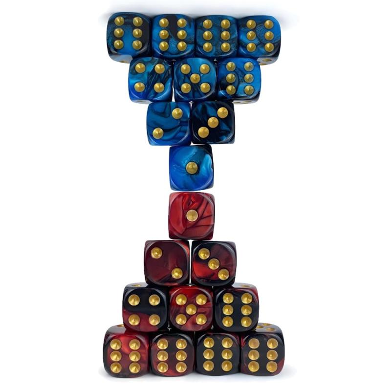 ダイス サイコロ 多面体ダイス 20個セット 6面ダイス16mm DNDサイコロなどテーブルゲーム用 Dungeons ボードゲーム 複数のゲームが利用可能 (ブラックレッド+ブラックブルー)【商品内容】6面体型ダイス20個入り基本構成（16mm ツートーンカラー）→ 正六面体デザインの基本セット。16mm標準サイズにツートーンカラーの視認性向上処理を施した汎用モデル。【製品素材】高透明度アクリル樹脂製光学級アクリルを精密射出成型。寸法精度を【構造特性】耐衝撃性アクリル採用→ 分子結合強化処理を施した樹脂素材。経年変形抑制機能を備え、反復転がし動作に伴う表面摩耗を低減。【汎用シナリオ】テーブルRPG多系統対応→ ダンジョンズ＆ドラゴンズを始め、戦略型カードゲームから確率計算を要するボードゲームまで、乱数生成ツールとしての互換性を確保。【対話促進設計】グループエンタテインメント対応→ マルチプレイ環境における意思決定プロセスを可視化するツールとして、戦略性と偶然性の調和を考慮したユニバーサルデザイン。