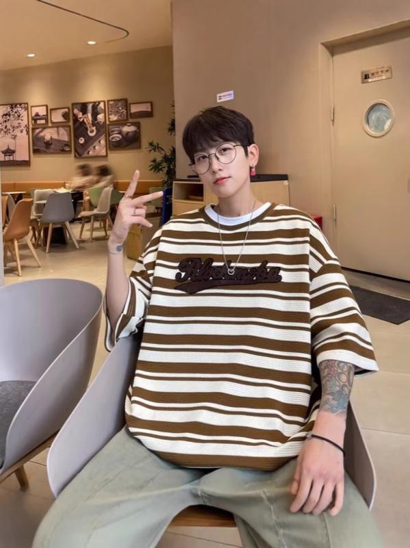 Tシャツ メンズ レディース 半袖 カットソー トップス ティーシャツ ゆったり 夏 夏服 サマー 切り替え バイカラー レトロ ヴィンテージ風 ストライプ ボーダー 丸首 クルーネック カジュアル シンプル プルオーバー 普段使い 通気性 ブラック コ