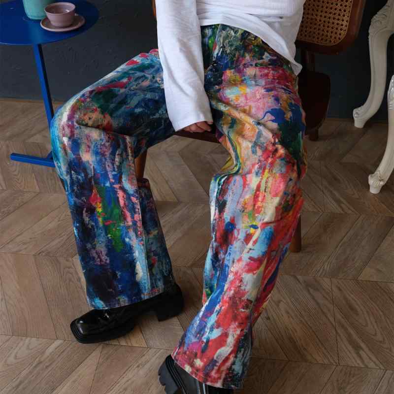 ・カテゴリ: デニムパンツ・スタイル: ベーシック・パンツの形状: ストレート・パンツ丈: 長ズボン・ウエスト: ローウエスト・厚さ: 普通・対象: 青少年、成人・素材: ポリエステル・着用シーン: スポーツ・ディテール: プリント・伸縮性: なし（無地）・カラー展開: ASプリント油彩・サイズ展開: S、M、L、XL、XXL、XXXL・性別: メンズ