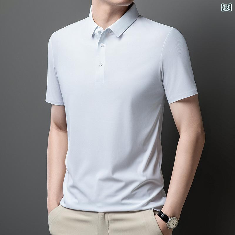 POLOシャツ メンズ 半袖 接触冷感 Tシャツ トップス カットソー ビジネス 紳士服 襟付き 刺しゅう ボーダー 快適 涼しい 吸汗速乾 ゆったり 大きめ 薄手 お父さん プレゼント ギフト シニア ファッション ブラック ホワイト ピンク remake-buddy-10670309 リメイクバディー サンプル画像3