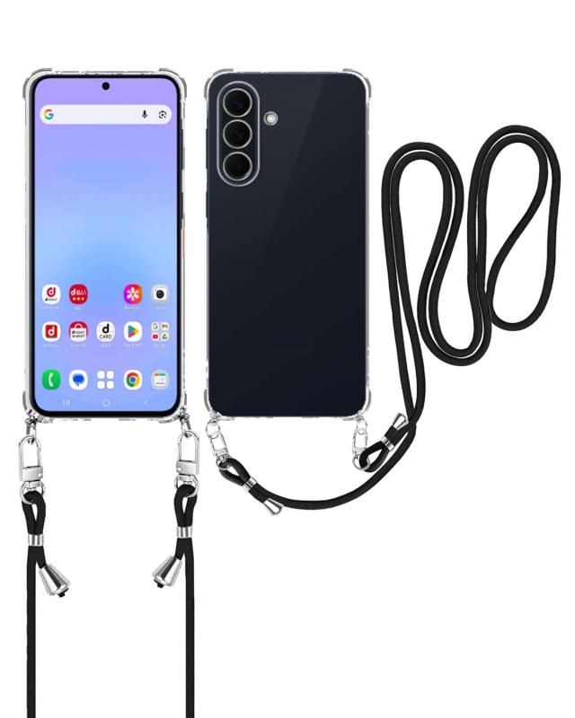 For Galaxy A57 SC-54G 用 ケース カバー 肩掛け 斜めかけ 縄掛け KONXISA 軽薄型 TPU スマホケース スタンド機能 バンパーカバー レンズ保護 耐久性 耐衝撃 全面保護 傷つけ防止 黄ばみ防止 指紋防止