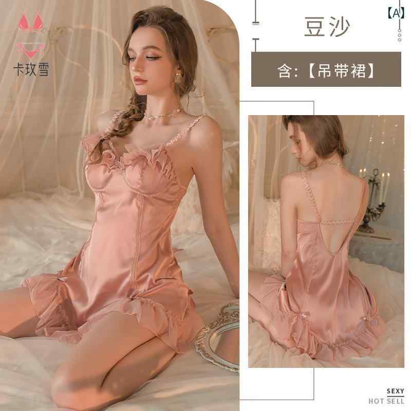 フランス 式 宮廷 風 スト ラップ 寝て いる スカートの 家の 服の ネットの 紗の サテンの ステッチの 高級 感の 純粋な 欲 風の セクシーな パジャマは 軽くて 豪華です。