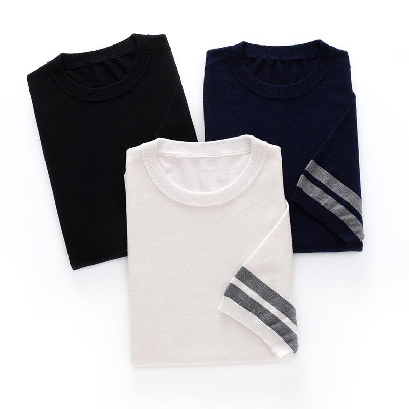 ・カテゴリ: Tシャツ・スタイル: カジュアル・主な素材: シルク30%以下・柄: ボーダー・シルエット: ルーズフィット・ネックライン: クルーネック・袖丈: 半袖・仕様: プルオーバー、リブ裾・厚さ: 薄手・誤差範囲: 1-2cm・適用シーン: 日常・カラー展開: ブラック、ホワイト、ネイビー・サイズ展開: S、M、L、XL、XXL、XXXL・重量: 180g-250g・機能: 通気性・対象性別: メンズ