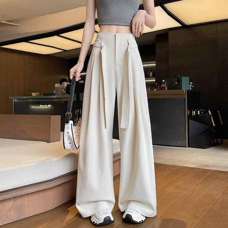 スラックス レディース ワイドパンツ 西装パンツ パンツ ボトムス ズボン 長ズボン 高品質 春季 ハイウエスト ゆったり 落ち感 ルーズ ストレート カジュアル フォーマル ビジネス 通勤 オフィス 普段使い 脚長 美脚 カーキ 黒 米白