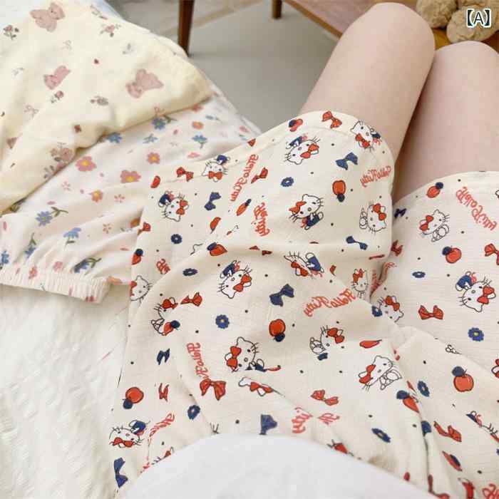 バブル コットン 素材の ゆったり ショート パンツ、 夏 用 ウォーキング パンツ、 漫画 柄 ホーム ウェア、 女の子が 外でも 着 られる カジュアルで 快適な ガーリースタイル remake-buddy-10684716 リメイクバディー パッケージ画像