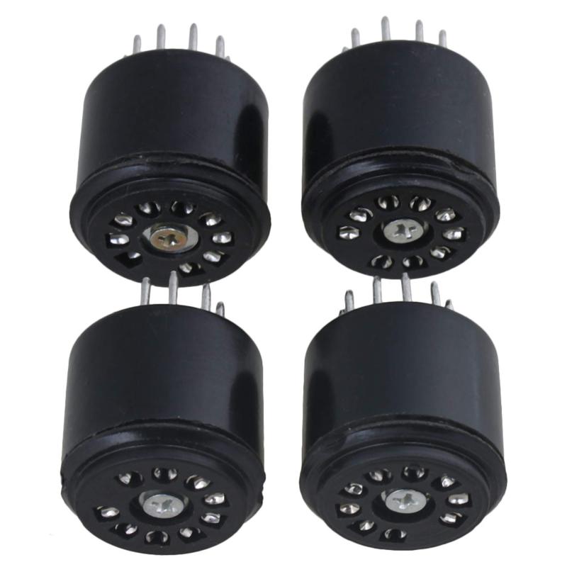 Yibuy 4個入れ 2.7x2.27cm ブラック ベークライト 真空管 Tube Socket Base 9ピンチューブテスター用 アンプ部品 remake-buddy-10733992 リメイクバディー パッケージ画像