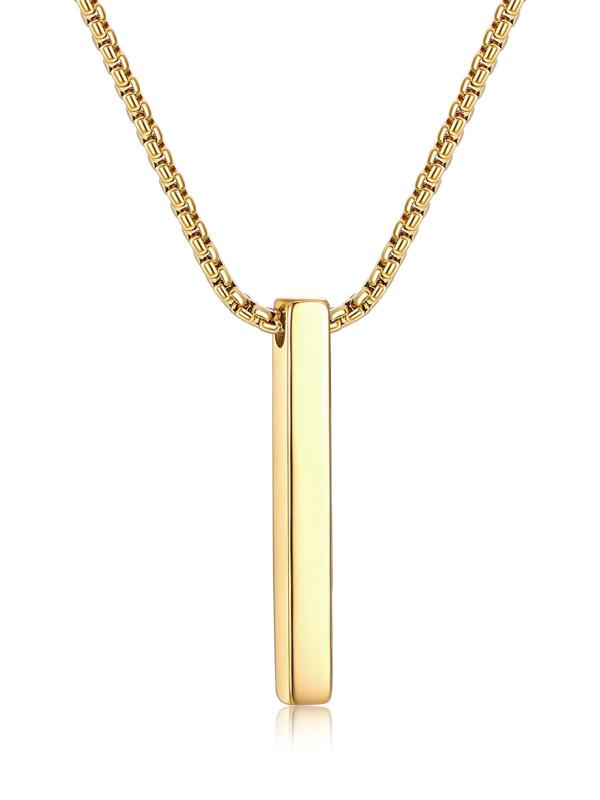  プレート ネックレス ペンダント メンズ シンプル サージカルステンレス 金属アレルギー対応 付けっぱなし 長さ55cm 小豆チェーン/紐チェーン
