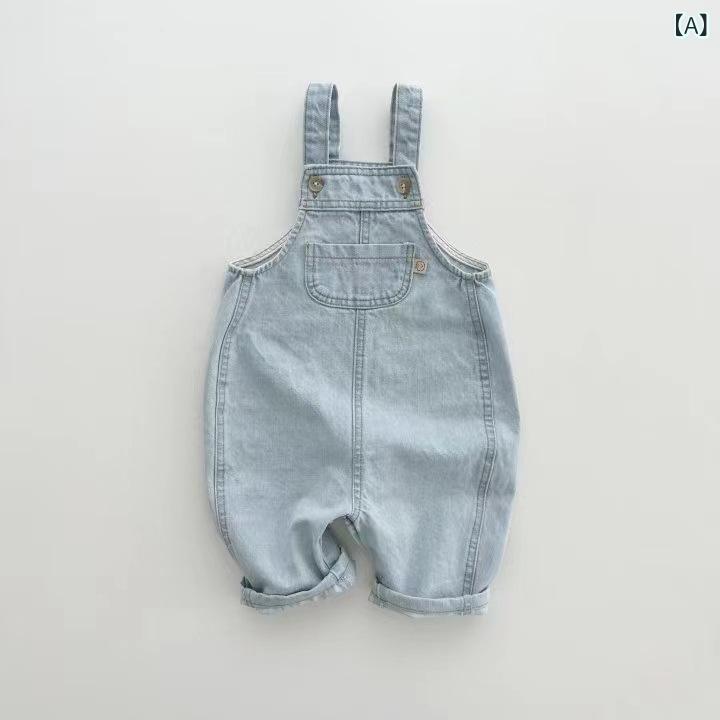 子供服 サロペット 男の子 女の子 ベビー 韓国風 デニム つなぎ ロングパンツ カジュアル おしゃれ 外出着 春夏 キッズ ベビー服 オールシーズン お出かけ 動きやすい 重ね着 レイヤード シンプル 定番 綿混 remake-buddy-10775292 リメイクバディー サンプル画像2