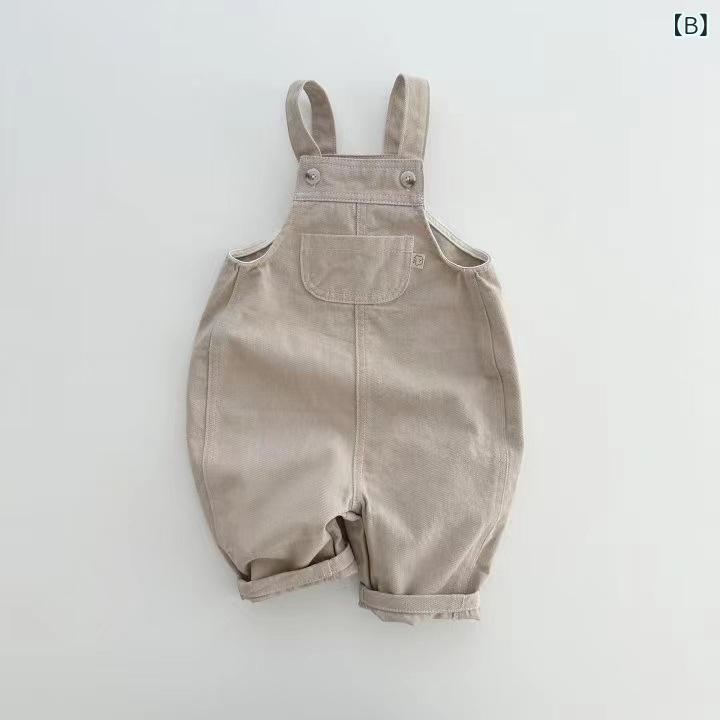 子供服 サロペット 男の子 女の子 ベビー 韓国風 デニム つなぎ ロングパンツ カジュアル おしゃれ 外出着 春夏 キッズ ベビー服 オールシーズン お出かけ 動きやすい 重ね着 レイヤード シンプル 定番 綿混 remake-buddy-10775292 リメイクバディー サンプル画像3