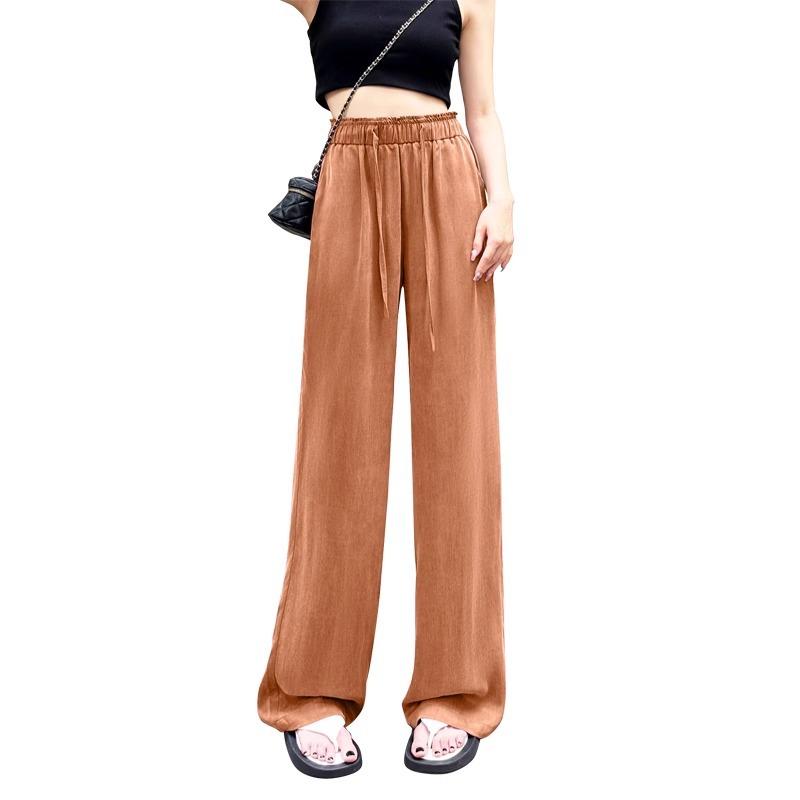ロングパンツ レディース キュプラ 接触冷感 落ち感 ストレート カジュアル ハイウエスト 美脚 ゆったり ワイドパンツ オールシーズン ブラック ベージュ ネイビー グレー remake-buddy-10776931 リメイクバディー パッケージ画像
