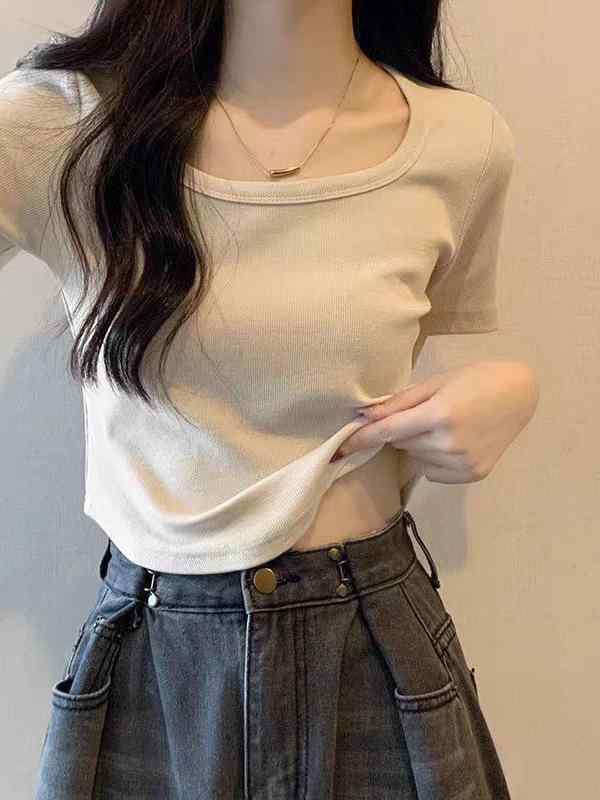 Tシャツ レディース コーマ綿 夏 ショート丈 着痩せ 低身長向け スタイルアップ 着回し力 スリム 韓国風 デザイン SNS映え・カテゴリ: Tシャツ・素材: 綿・素材（その他）: スパンデックス・素材構成: 綿90-95%、スパンデックス30%以下・柄: 3D効果・スタイル: プルオーバー、日本・韓国風カジュアル、シンプル・袖丈: 半袖・加工: プリント・シルエット: ルーズフィット・着丈: ショート丈（40-50cm）・ネックライン: クルーネック・袖型: レギュラー袖・流行の要素: 3D・立体柄・カラー: ブラック、ホワイト、アプリコット、モカ・サイズ: S、M、L、XL、XXL