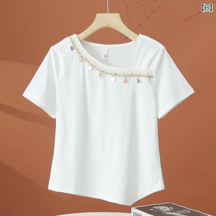 リメイクバディーのTシャツ レディース 半袖 韓国風 無地 ギャザー ウエストシェイプ フリル フリンジ トップス｜アングル3