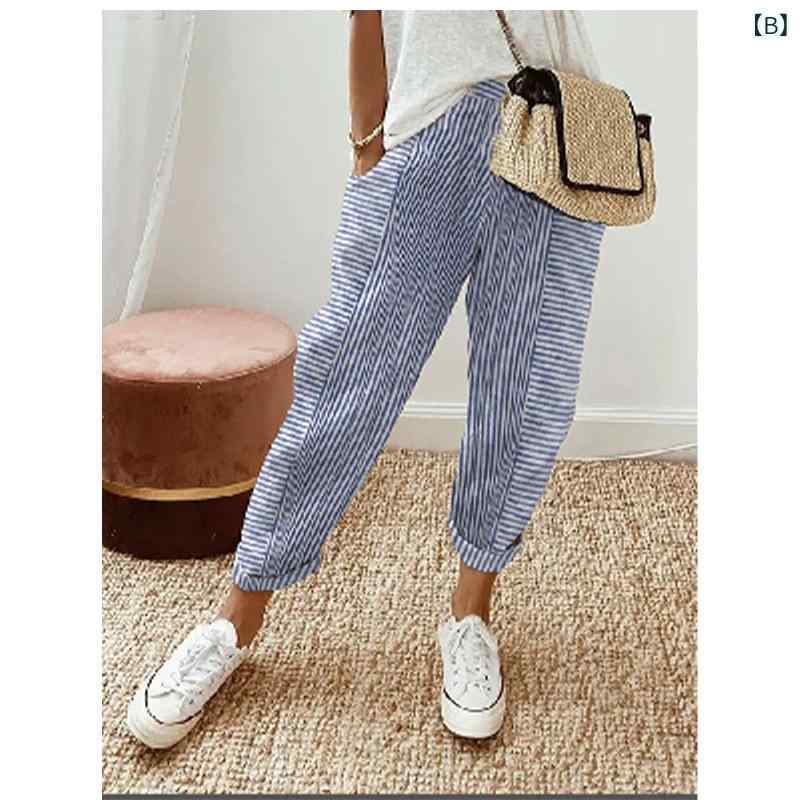 Pantalones Casuales Dama Verano Tejido Jacaranda Rampa Cambio Amplio — vista 3