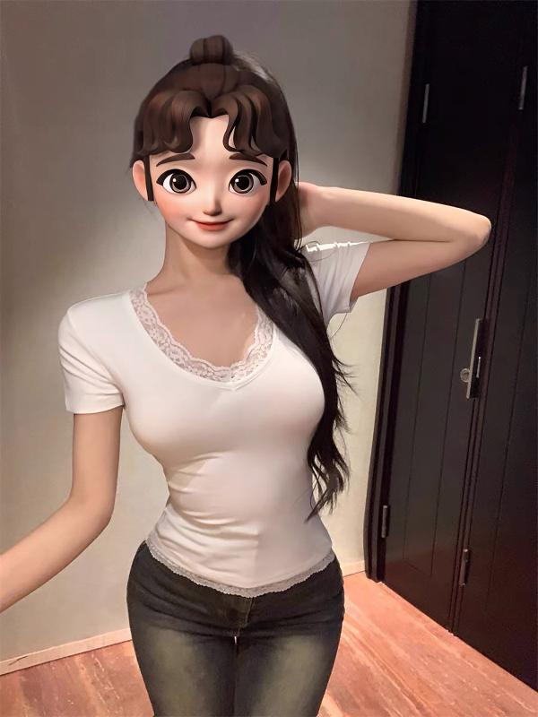 セクシー レース つなぎ 合わせは スリム V ネック 純 色の 半袖 Tシャツ レディース 夏 新作 独特な 修身の 純粋な 欲の 短い トップスを 現。主な生地構成: ポリエステル(ポリエステル繊維)パターン: ソリッドカラー袖丈: 半袖商品番号: A131ブランド: その他バージョン: スリムフィット衣服の長さ: 通常スタイル(50cm&amp;lt;長さ≤65cm)首輪の種類: Vネック人気要素: レース発売年・シーズン: 2024年夏色: 白,黒,グレーサイズ: S,M,L,XLスタイルタイプ: 日本と韓国風レジャー主な生地成分の含有量: 90% (含む)-95% (含まない)スタイル: 韓国スタイル製品カテゴリー: Tシャツ