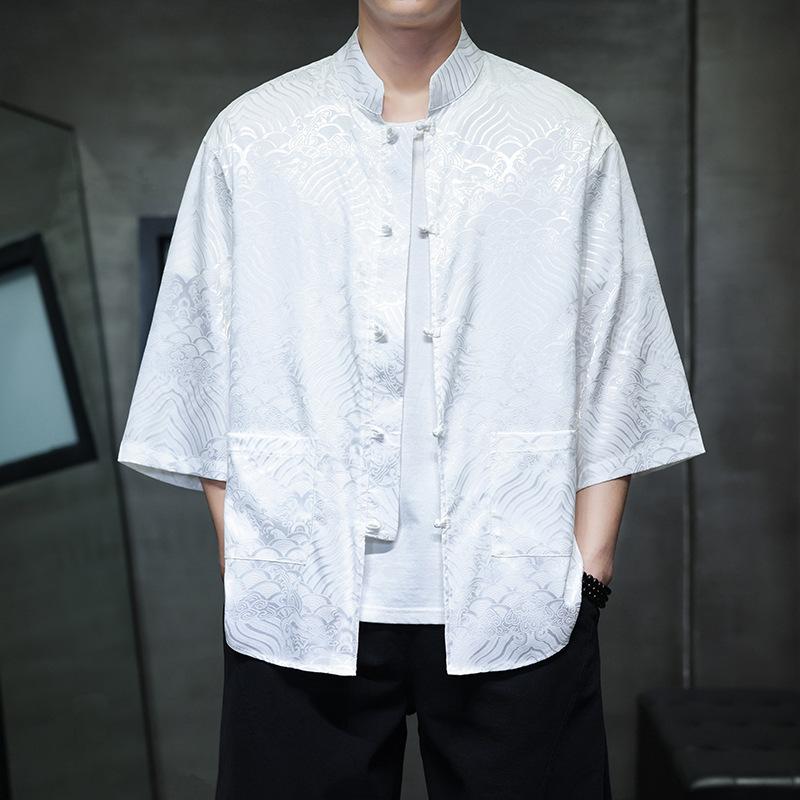 新中 式 シャツ メンズ 唐 装 七 分 袖 花柄 シャツ 夏 中国 風 ジャカード 留め 具 付き 漢 服 ビジネス カジュアルカテゴリー: ブランド: その他商品番号: C032生地名: 化学繊維ブレンドマテリアル機能: 通気性ある生地数: 30個スタイル: 中国風,カーディガン淘宝網のカテゴリー: ビジネス紳士（35歳以上）バージョン: ルーズタイプ襟のタイプ: スタンドカラー袖丈: 七分袖パターン: 壊れた花厚さ: 薄い誤差範囲: 1-3CM在庫の種類: 注文全体スタイル詳細: ジャカード群衆に適しています: 中年の発売年・発売時期: 2026年夏主な生地構成: ポリエステル繊維（ポリエステル）主な生地成分の含有量: 95該当するシナリオ: カジュアル色: C032 祥雲ブラック,C032 祥雲ホワイト,C032 祥雲シルバーグレー,C032 祥雲イエローグリーンサイズ: M,L,XL,XXL,XXXL,XXXXL季節に合わせて: Summer職人技: ジャカード対象年齢層: 大人対象性別: 男性ラベル: 襟ラベルなし製品カテゴリー: シャツタイプ: Hangzhou Sijiqingタグ: タグ付き