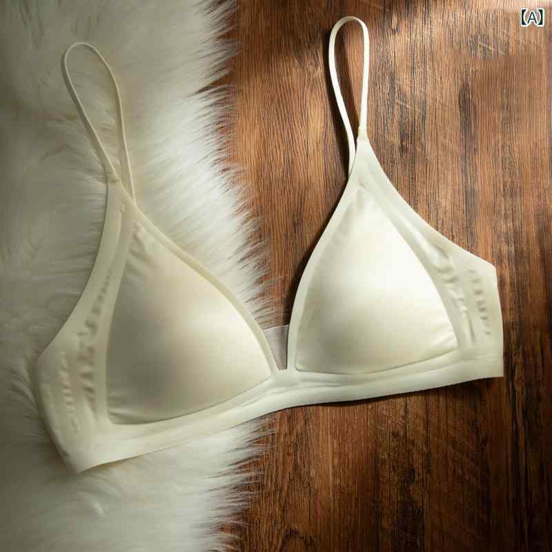 ブラジャー レディース インナー 下着 再生繊維 フレンチスタイル 深Vネック キャミソール ストラップ 無痕 ノンワイヤー 三角カップ 小胸 快適 伸縮性 通気性 肌に優しい 普段使い ルームウェア 無地 シンプル