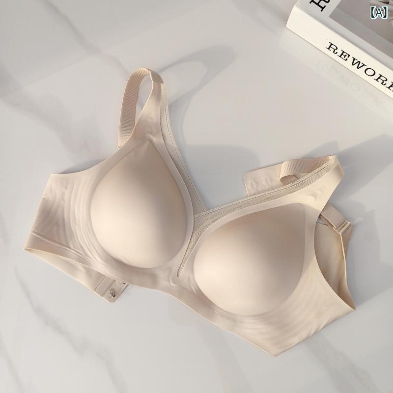 文胸 レディース ブラジャー インナー 下着 深V 網紗 シースルー ノンワイヤー 無痕 シームレス 大胸もすっきり 寄せる 持ち上げ 谷間メイク 脇高 脇肉 すっきり フルカップ 補正下着 伸縮性 快適 通気性 薄手